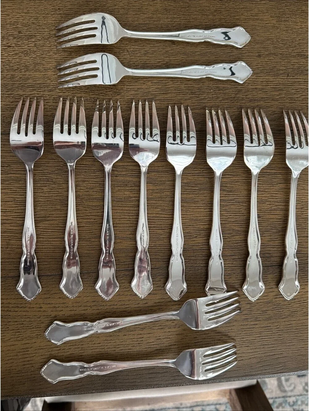 Wallace Deep Silver Centennial Silverplate Salad Forks - Set of 12